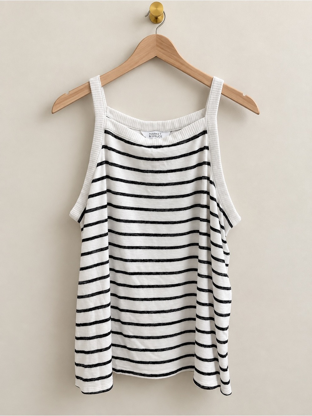 Market & Spruce Black White Striped Knit Tank Top Size 2X Plus